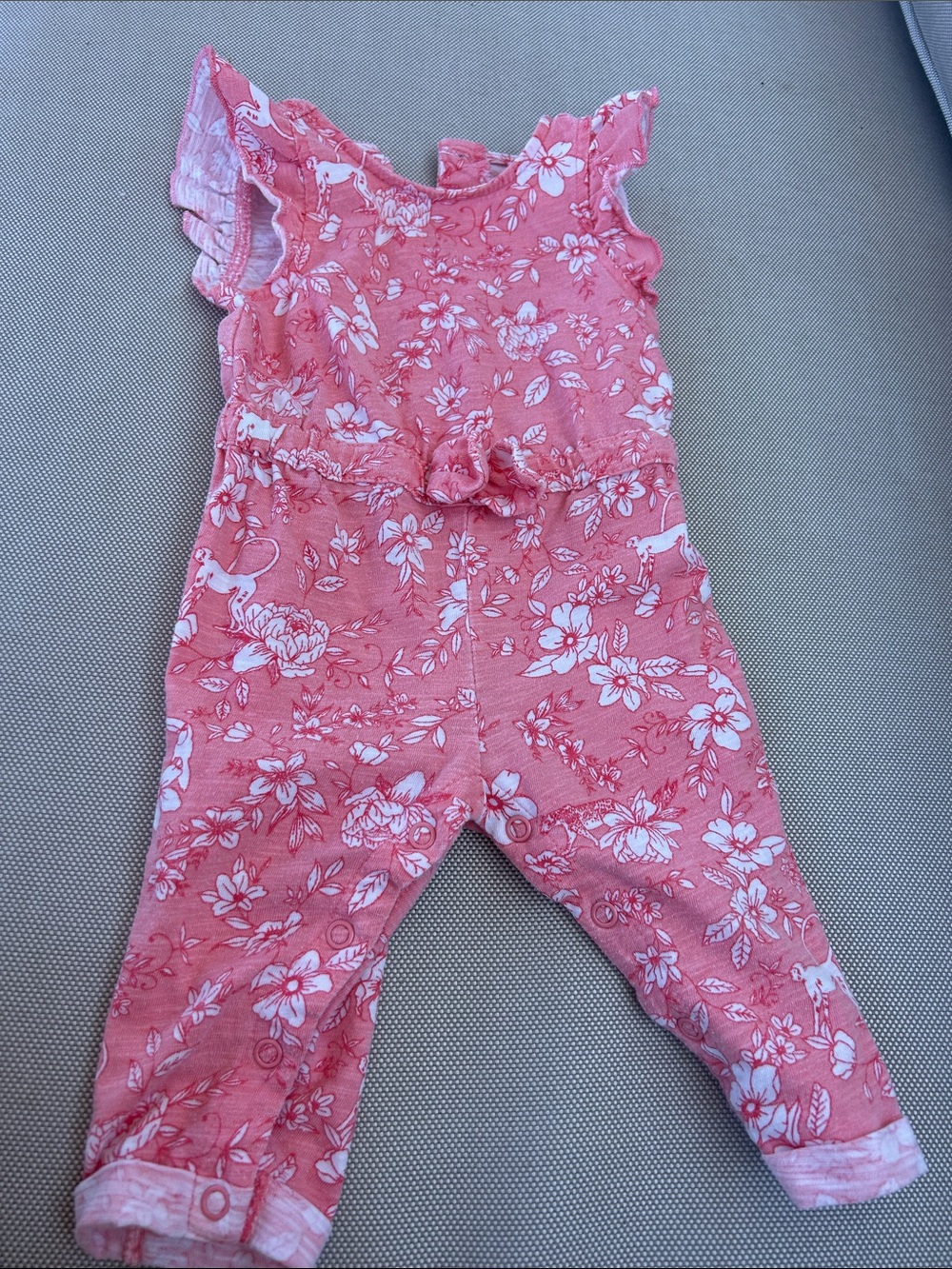 First Impressions Pink Floral Ruffle One-Piece
